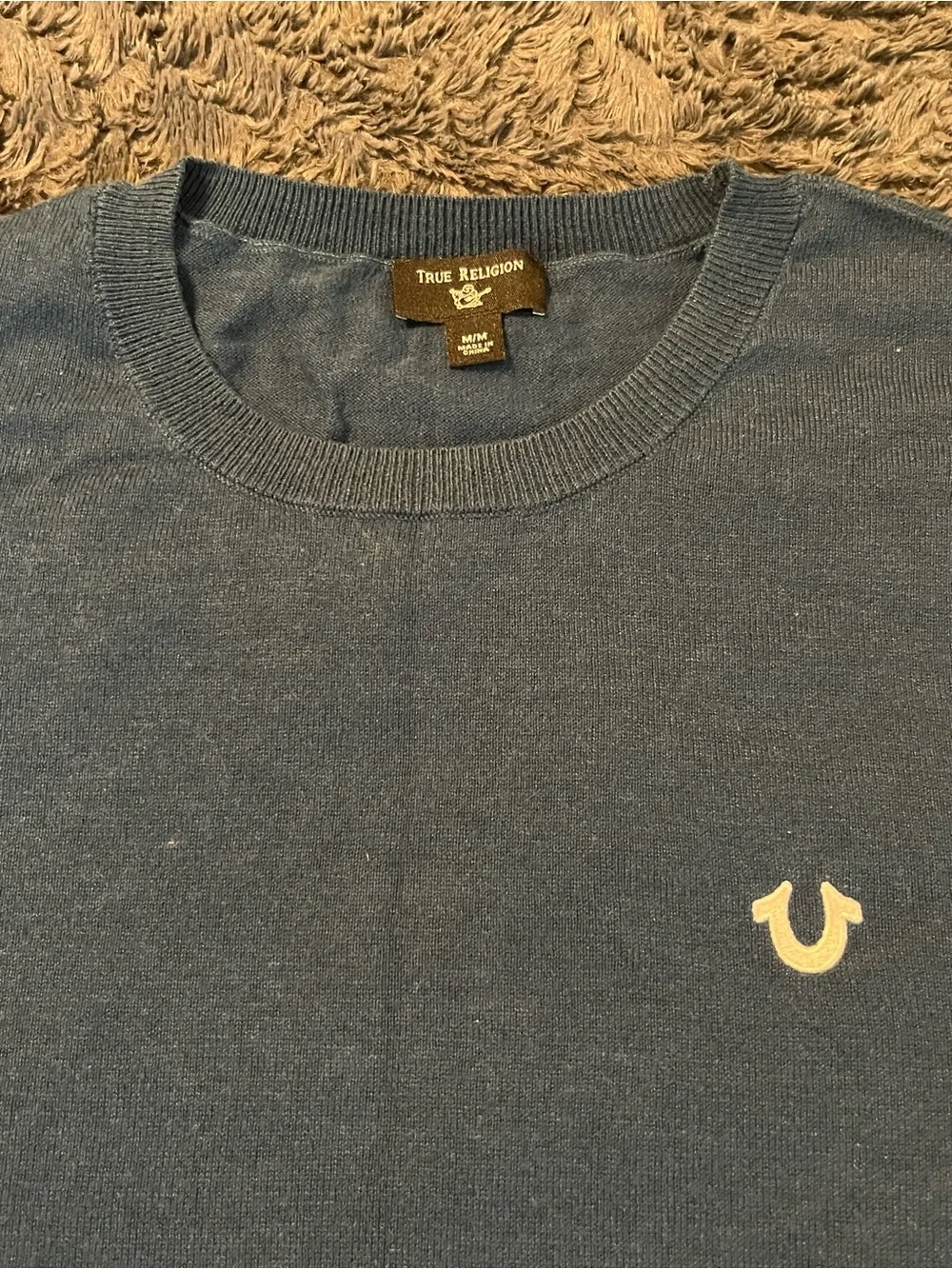 True Religion Navy Blue Long-Sleeve Crewneck Sweater